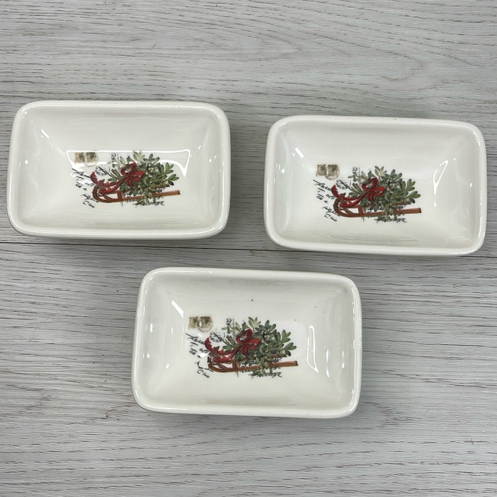Effetti d’ Arte Handmade in Italy Christmas Small Rectangular Bowls-Set of 3